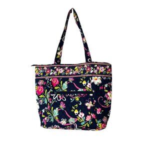 Vera Bradley Quilted Tote Bag Navy Floral Print